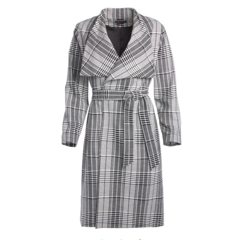 Alice + Olivia Ginny Draped Collar Midi Wrap Coat Nwt